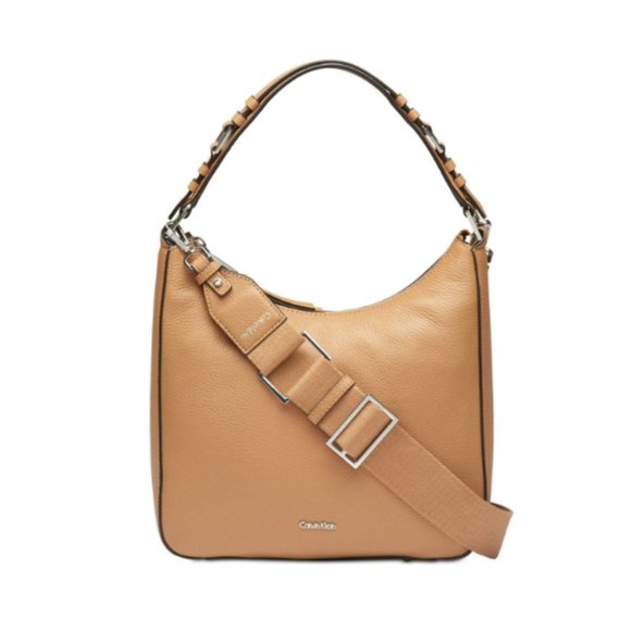 Calvin Klein Hester Pebble Leather Hobo Tan NWT! - Picture 1 of 7